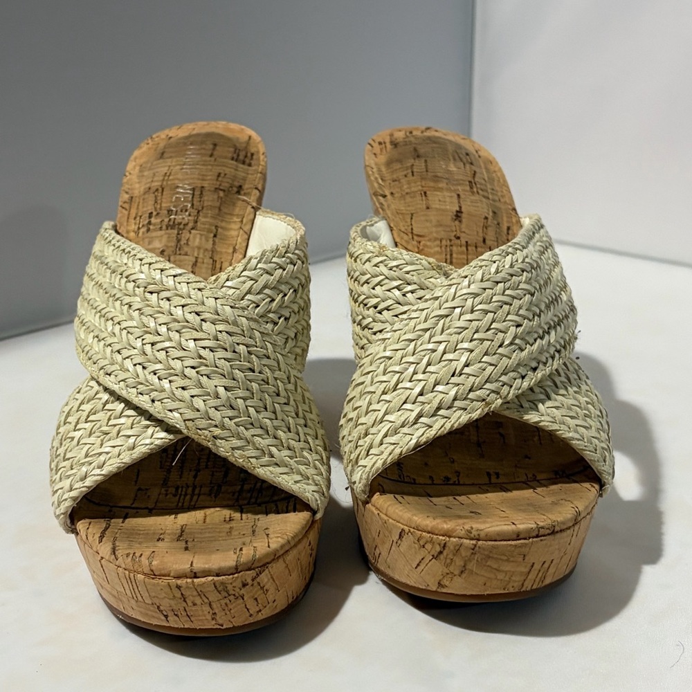 Nine West Braided Cork Wedge Sandals in Natural